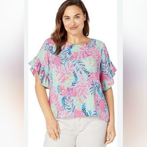 Lily Pulitzer Darlah Blouse You've Been Spotted  Size Medium